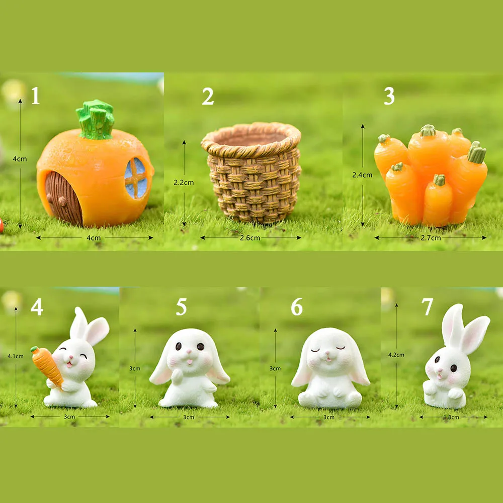 

Miniatures Rabbit Easter Hare Animal Figurine Resin Craft Mini Bunny Home Cake Decoration Accessories Desk Office Fairy Garden