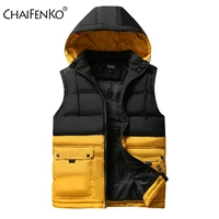 chaifenko mens vest jacket winter waterproof warm sleeveless men jacket fashion hooded casual vest men autumn thicken waistcoat