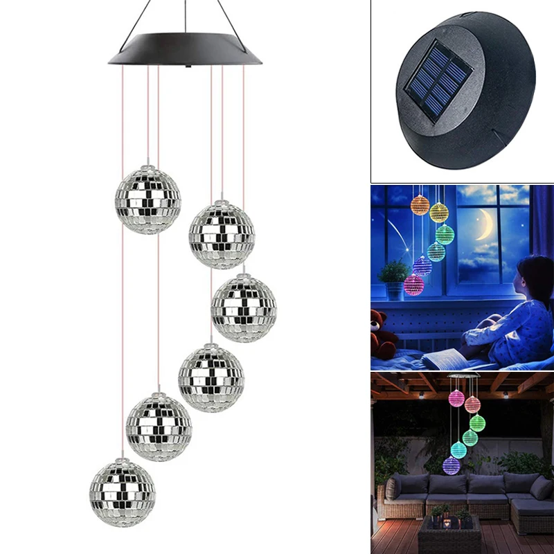 

1PCS Solar Round Ball Wind Chime Lights Color Changing Mosaic Landscape Lamp for Garden Courtyard Balcony Decoration