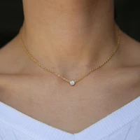 100 925 sterling silver chic classic simple jewelry chain delicate minimal bezel cz lovely minimalist dainty necklace for girl