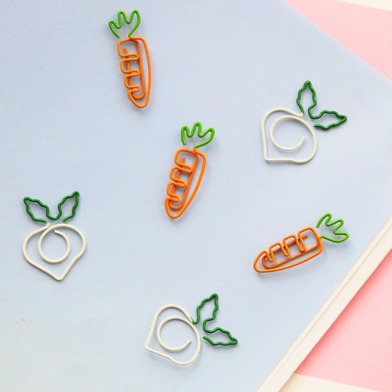 

10pcs Mini Cartoon Cute Fruit Carrot Paper Note Metal Clip Decoration home stationery