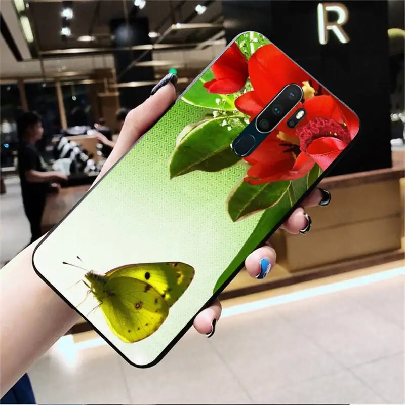 Мягкий чехол для телефона с красной бабочкой и розами на заказ Oppo A5 A9 2020 Reno2 z Renoace