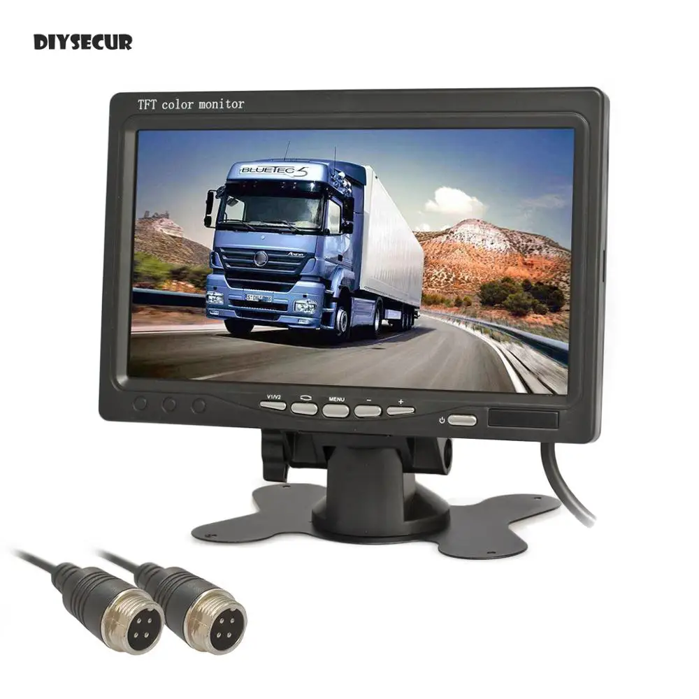 Цветной TFT ЖК монитор DIYSECUR 7 дюймов заднего вида автомобильный с 2 x 4 контактным