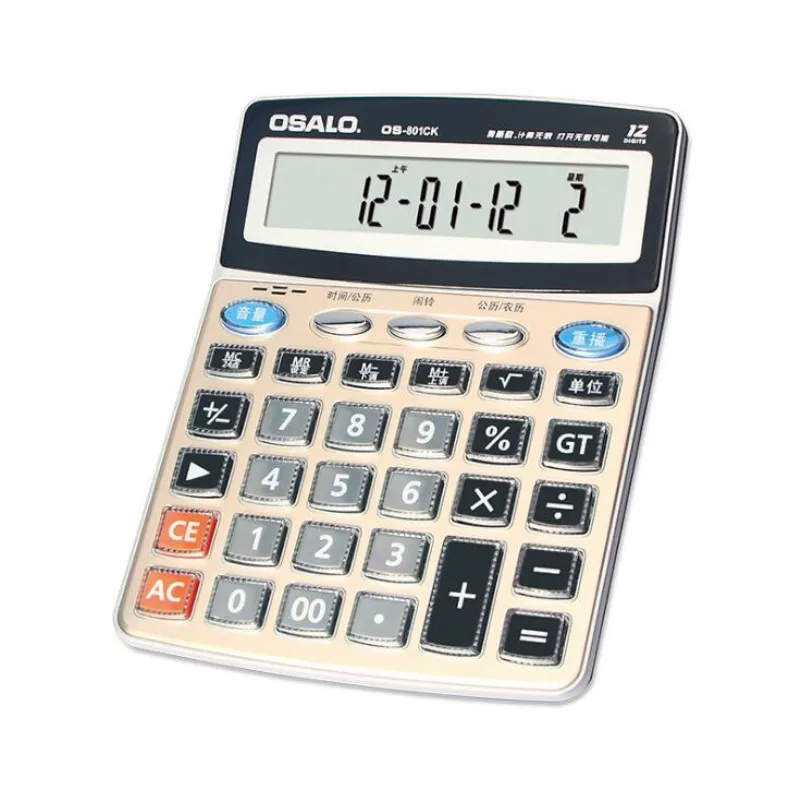 NEW OS-801CK Audio calculator human voice OSALO time calendar display transparent key calculator for Office finance school