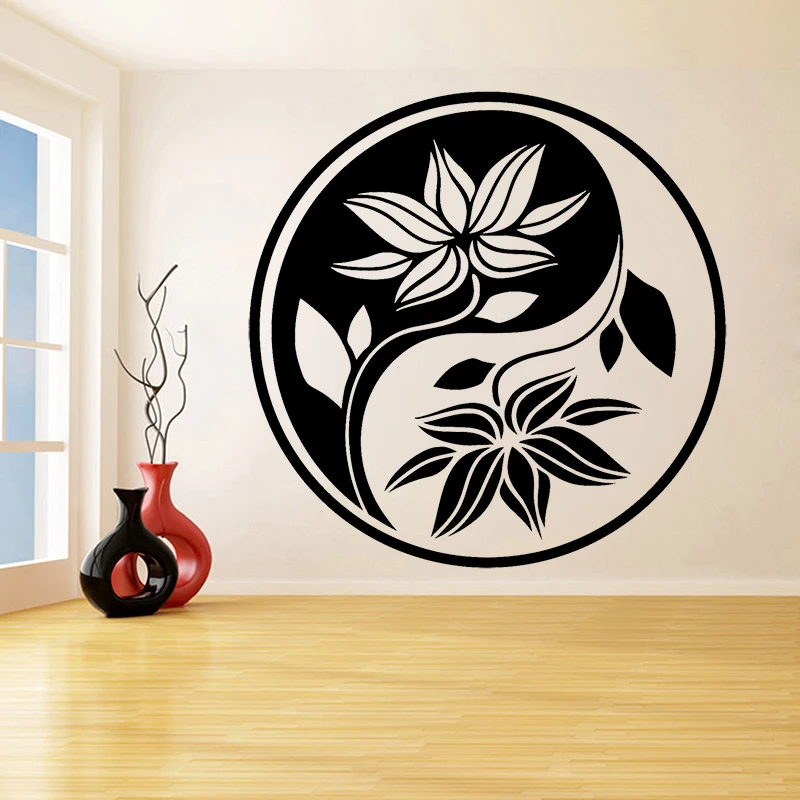 Виниловая настенная наклейка Yin Yang Будда Йога медитация Цветочный декор
