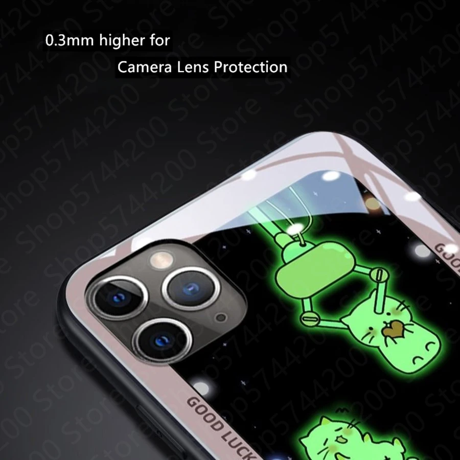 Милый светящийся чехол из закаленного стекла для iPhone 11 12 Pro Max 7 8 Plus X XR XS SE 2020 |
