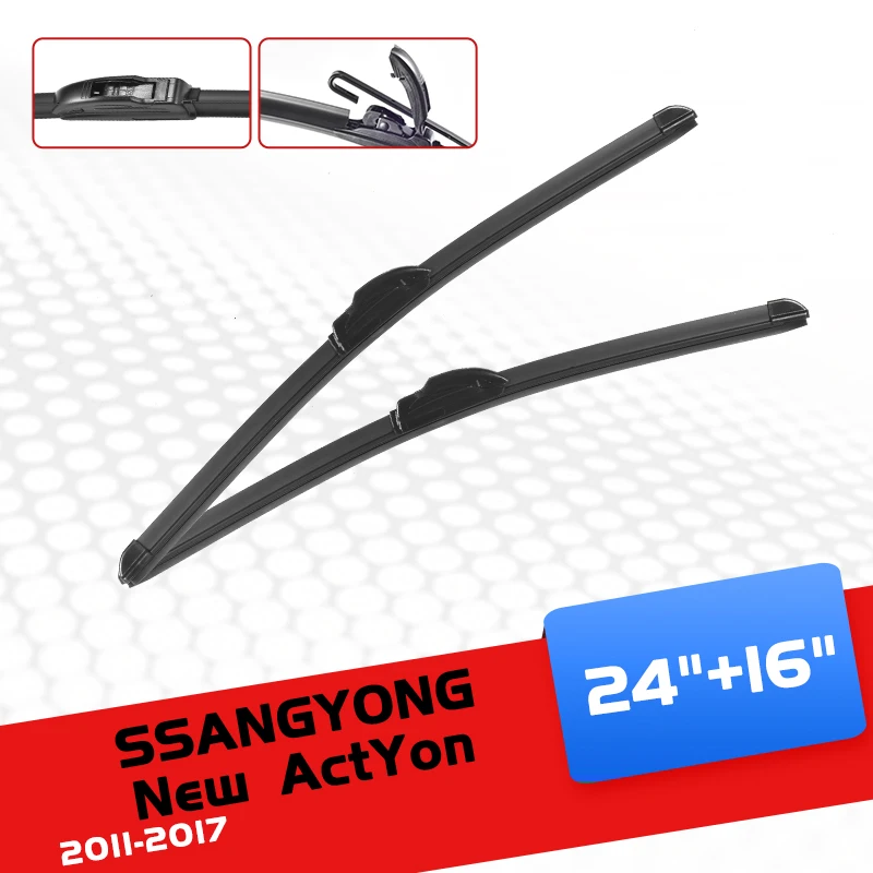 

CELANOVA Car Wiper Blade For SSANGYONG New ActYon 2011-2017 24"+16" Windscreen Windshield Rubber Wiper