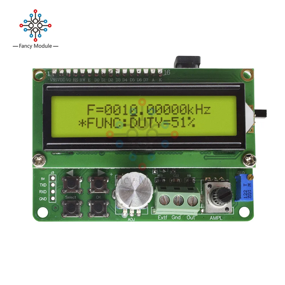 Генератор сигналов DDS FYE050 модуль 0-50 кГц частотомер 1602LCD поворотный переключатель