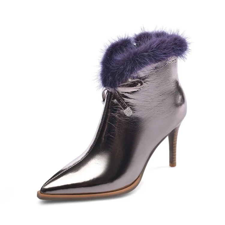 MLJUESE/женские ботильоны из коровьей кожи Зимние короткие плюшевые женские ботинки