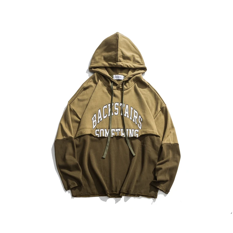 Уличная Ретро Мужская толстовка с капюшоном оверсайз рваные потертые порезы