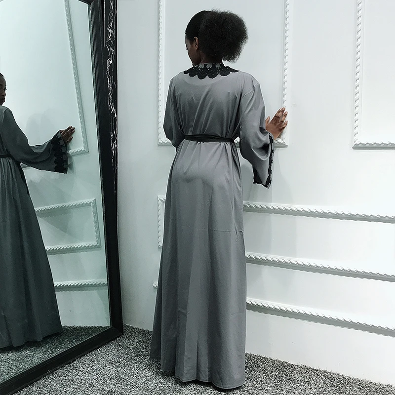 Siskakia/Женская открытая одежда Abaya Eid модный кружевной кардиган в стиле пэчворк