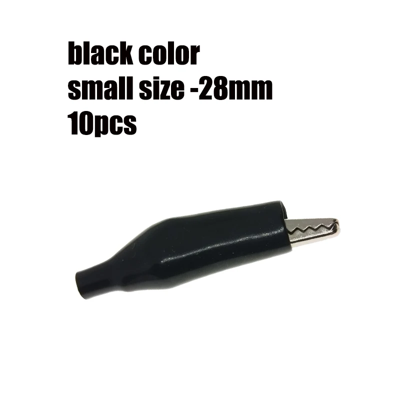 10pcs-28mm-black 28 мм металлический зажим типа крокодил G98 Электрический зажим типа крокодил 35 мм 45 мм Зонд Пробник красный и черный ремень пластиковый стартер автомобильный аккумулятор - Цвет: 10pcs-28mm-black