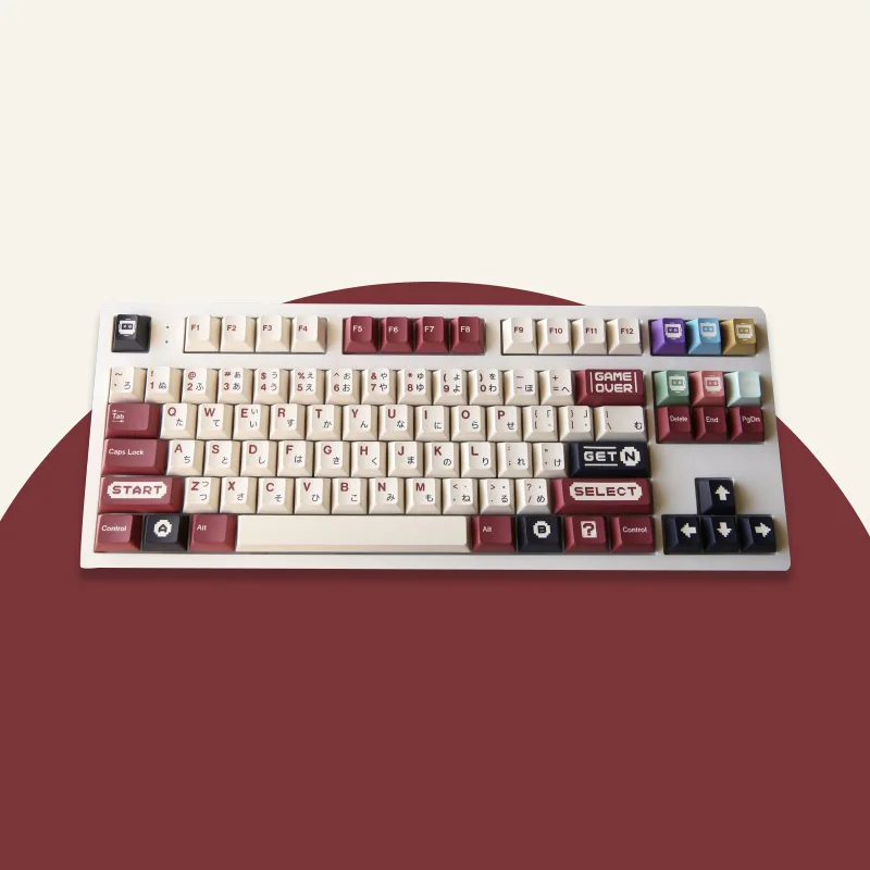 

Колпачки для механической клавиатуры в стиле ретро с красно-белыми клавишами, 141 клавиш, японский Вишневый профиль, сублимационная механическая клавиатура для переключения MX
