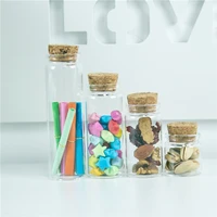 20ml 50ml 65ml 90ml mini glass bottle with cork stopper clear jars jewelry box refillable empty vitreous containers pot 50pcs