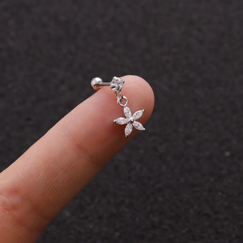 Маленькие висячие серьги с крыльями Луны звезда серебряного цвета фианитом