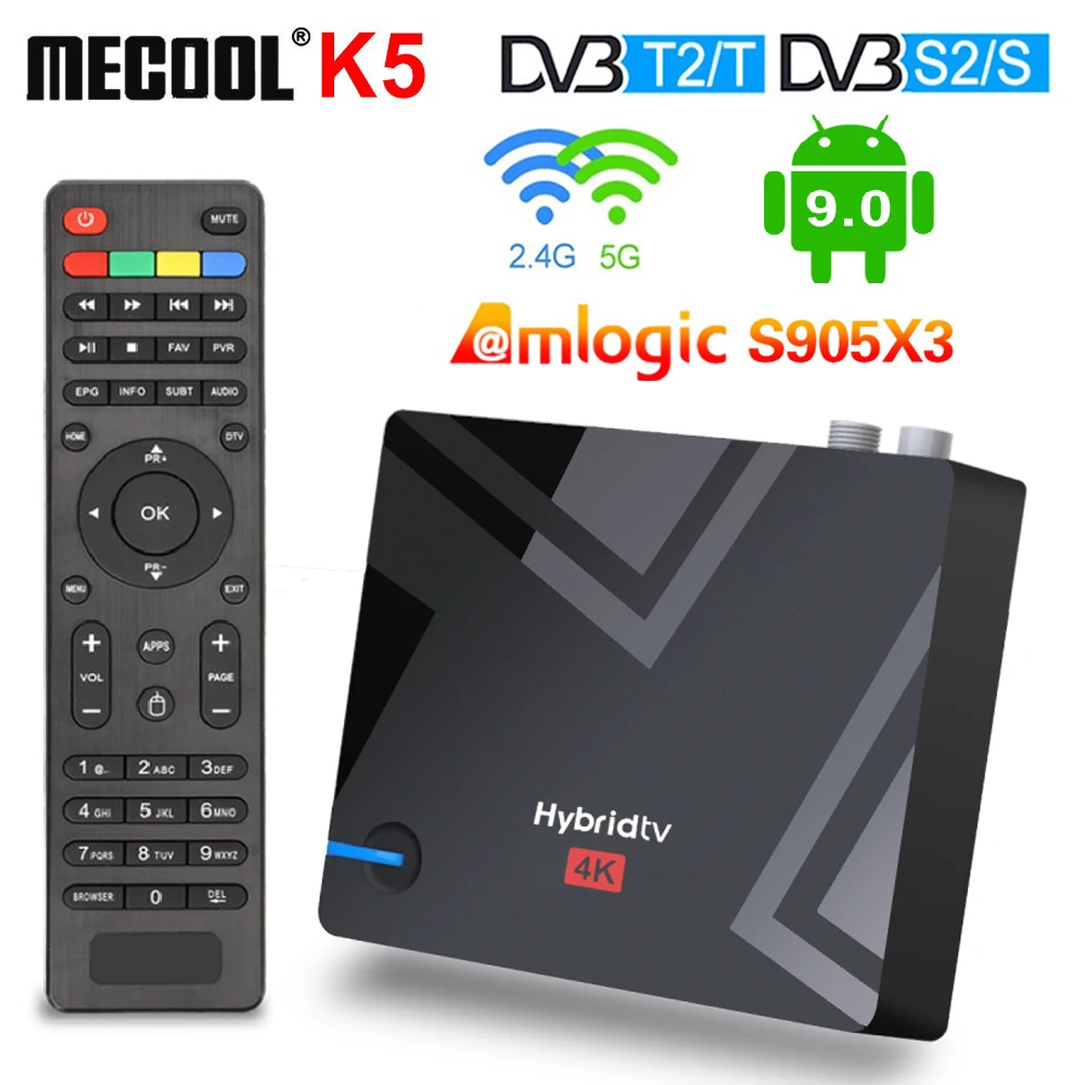 приставка smart tv dvb t2 Приставка Смарт-ТВ Mecool K5 Android 9 0 2 + 16 ГБ 4K 60 кадров/с 4G box with |