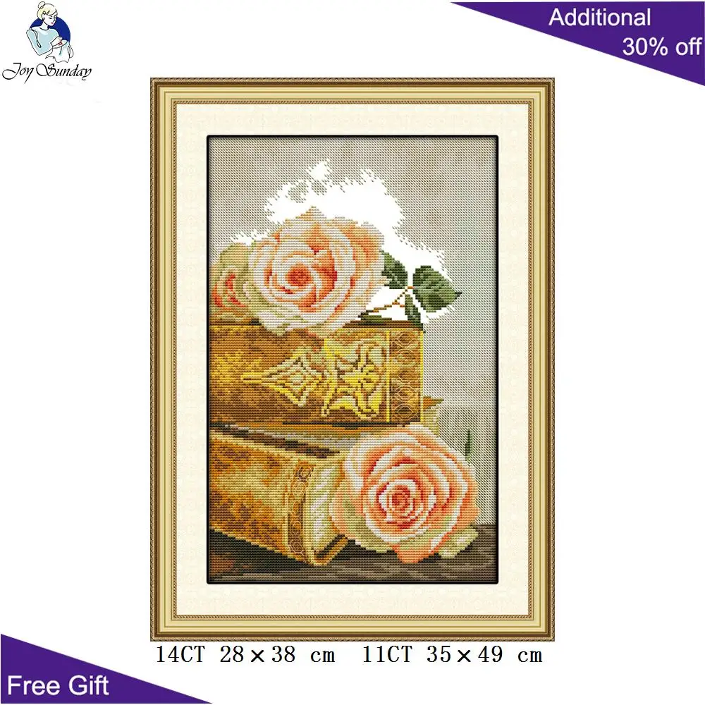 Вышивка крестиком Joy Sunday Библия и розы J298 14CT 11CT штампованная подсчитанная