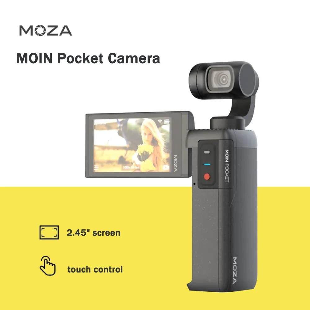 

MOZA MOIN Pocket Camera 3-Axis Anti-shake 2.45 inch Touch Screen 4K 1080P Wide Angle Handheld Gimbal Stabilizer Pocket Camera