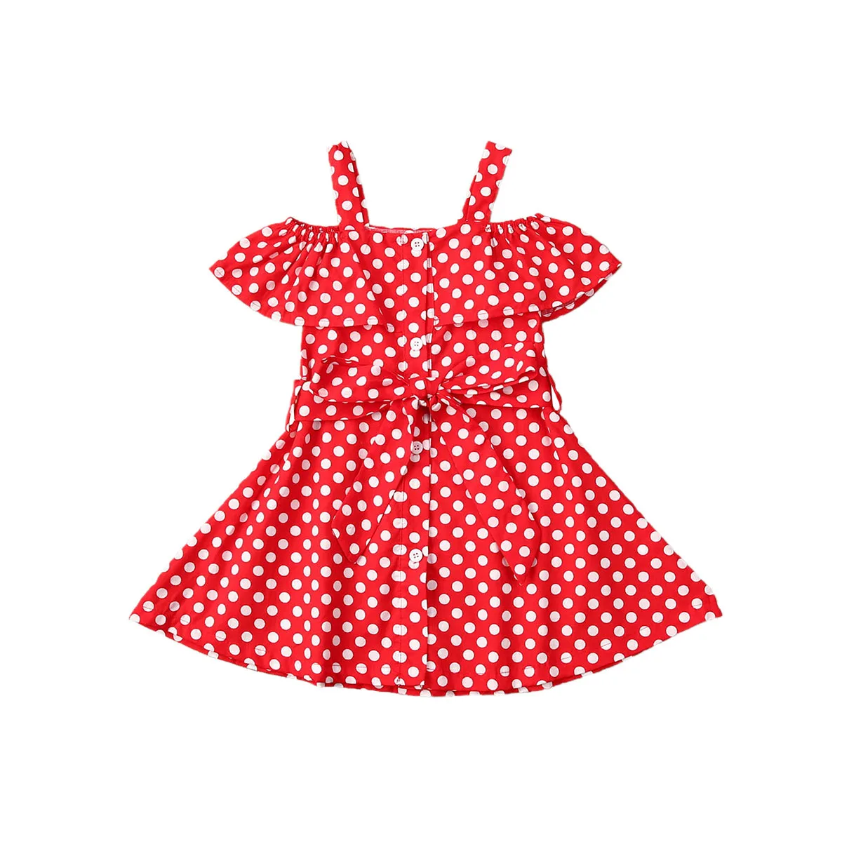 

Детское модное платье в горошек, одежда с открытыми плечами, Повседневная стильная одежда с бантом