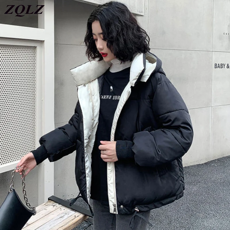 ZQLZ женские куртки 2020 с капюшоном короткая парка Донна для женщин толстый теплый