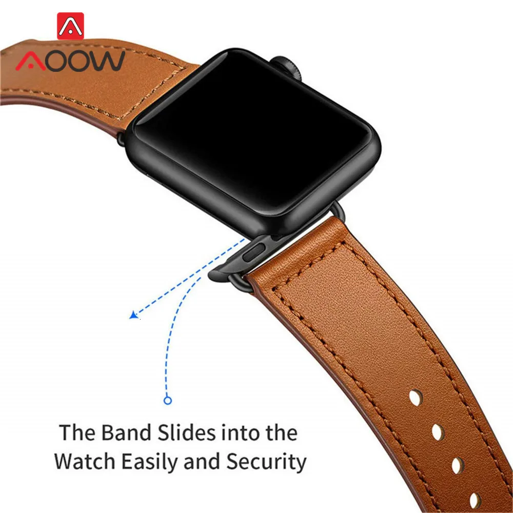 Ремешок из натуральной кожи для Apple Watch 4, 40 мм, 44 мм, 38 мм, 42 мм, высокое качество, для мужчин и женщин, ремешок для часов, браслет для iWatch 1, 2, 3