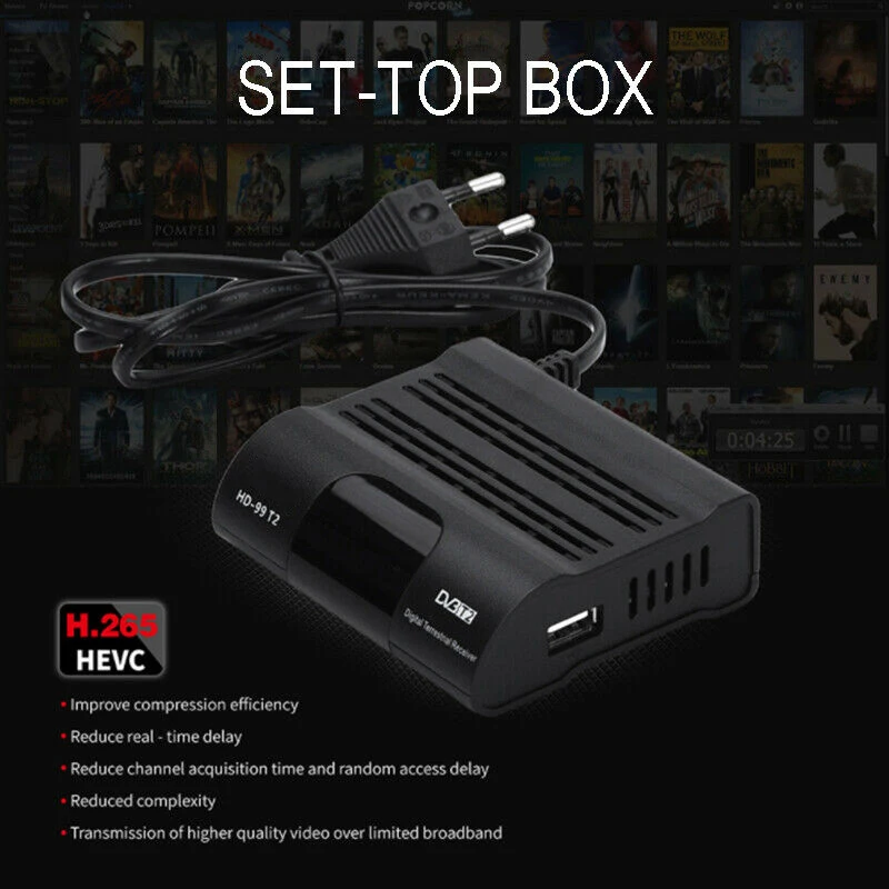 265 DVB T2 цифровой ТВ-тюнер 1080P H.265 ТВ-приемник Full HD DVBT2 телеприемник Wi-Fi + пульт