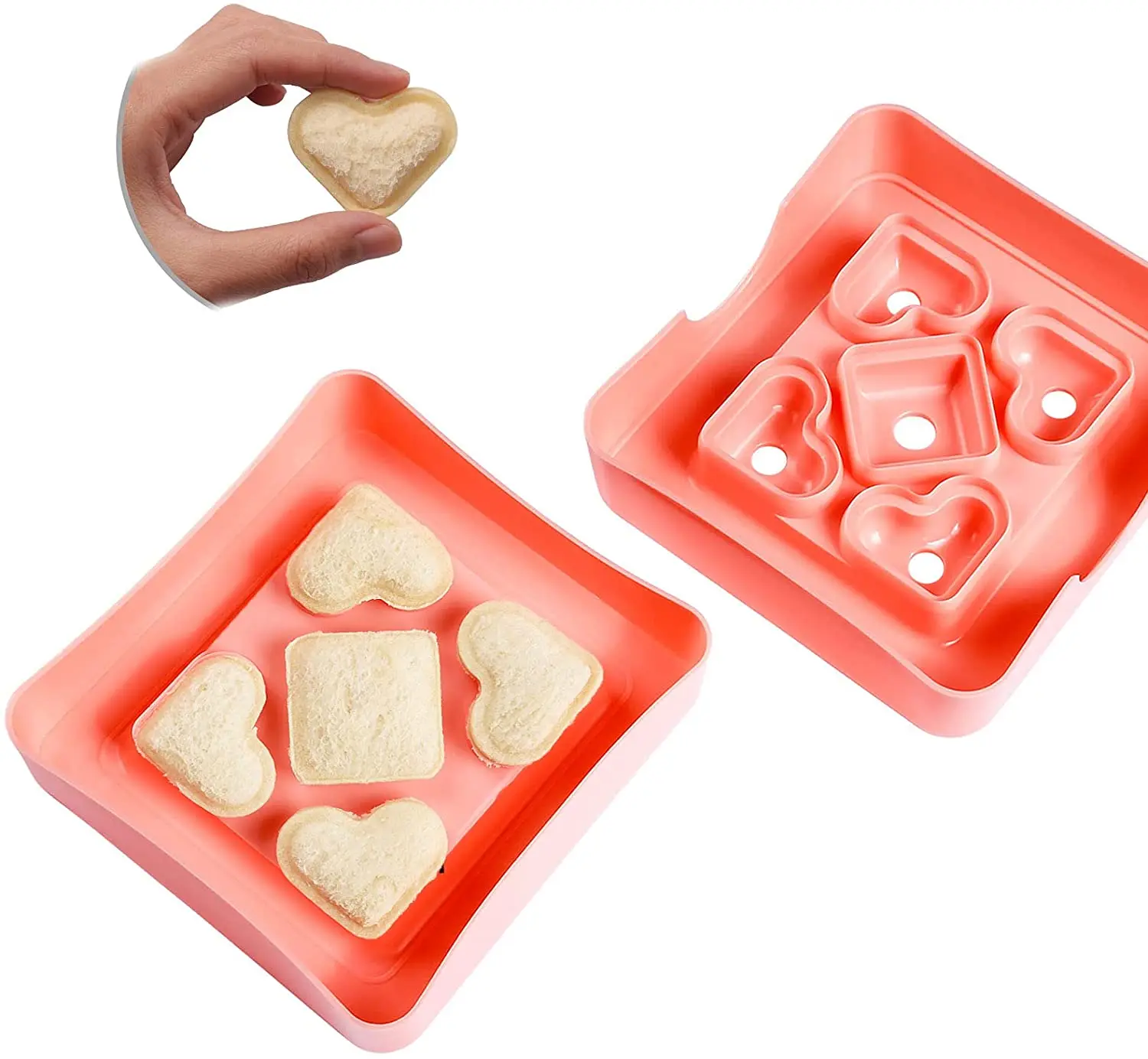 

Heart Square Mini Sandwich Mold Cutter And Sealer For Kids DIY Bread Crust Cutter For Lunch Box Bento Box Snacks Party Platters