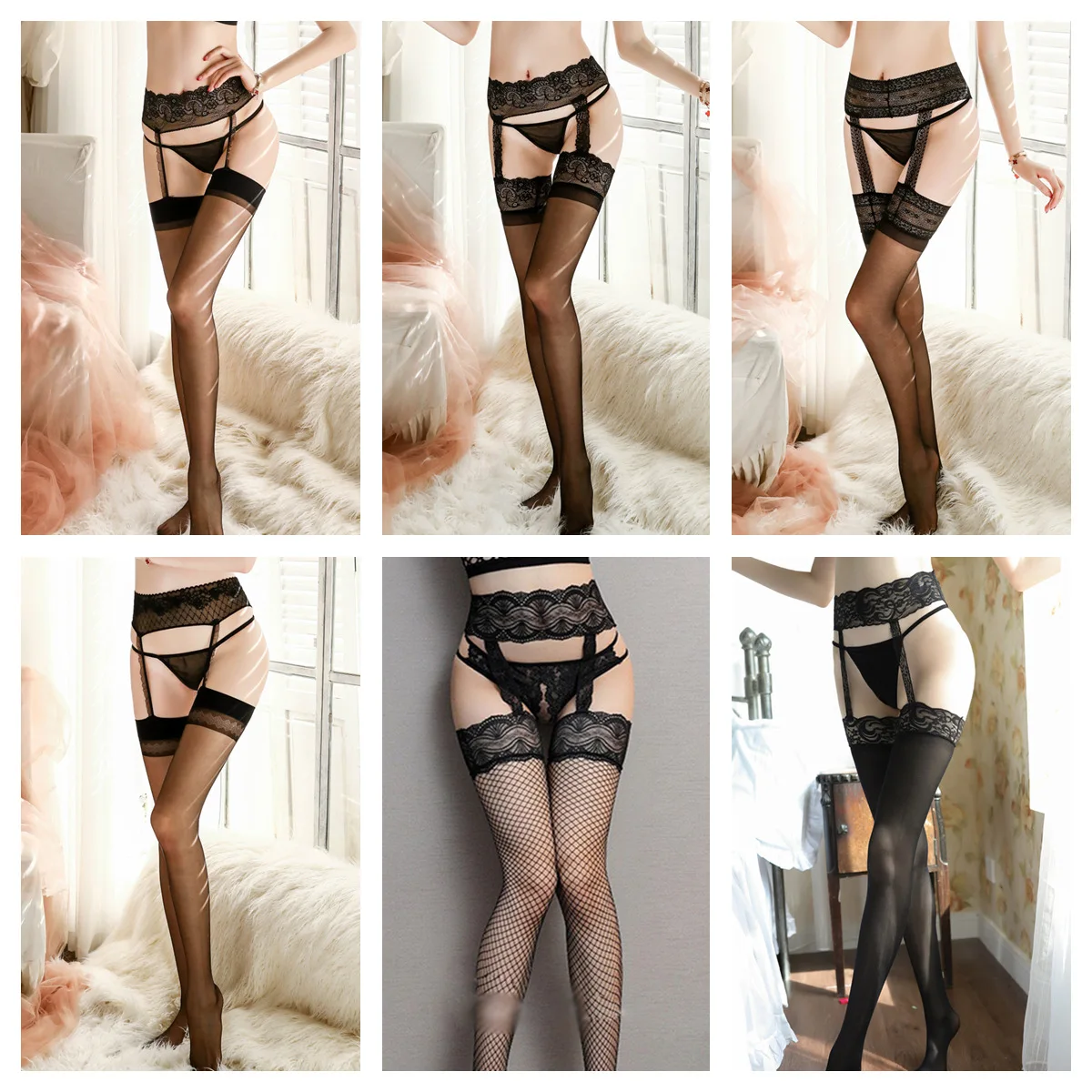

Female Sexy Lace Side Suspenders One-Piece Net Stockings Stockings Perspective Sexy Stockings Long Tube Over-The-Knee Pantyhose