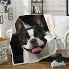 CLOOCL одеяла с изображением животных 3D одеяло с рисунком животных, собак Boston Terrier, Двухслойное одеяло для домашних животных, плюшевое одеяло, офисное одеяло для сна и автомобиля