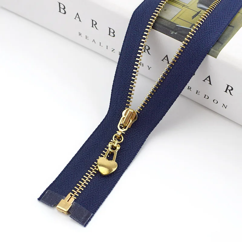 navy blue 2/5 шт. металлическая молния 3# с открытым концом 40/50/60/70 см с золотыми зубьями для застежки-молнии для сумки кошелек пуховик, куртка, юбка, Костюмы аксессуар ZA038 - Цвет: navy blue