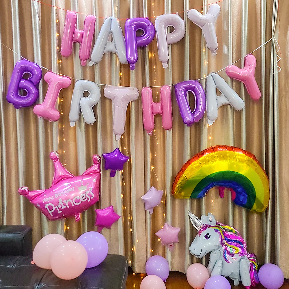 

New Happy Birthday Balloons Set for Kids Girl Boy Wife Women Balloon Home Decorations Party Supplies Baby Shower