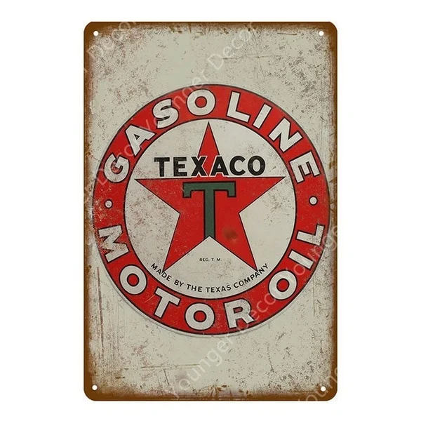 

Texaco Gasoline Metal Signs Caltex RPM Motor Oil Poster Wall Sticker Vintage Art Painting Plaque Gas Station Shop Garage Decor