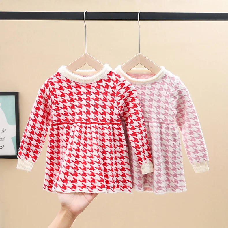 Зимнее платье для маленьких девочек свитер малышей топы Детская осенняя