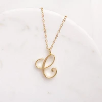 cursive english letter name sign monogram pendant chain necklace alphabet initial friend family lucky gift necklace jewelry