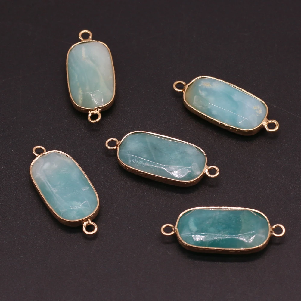 

Natural Semi-precious Stone Connector Amazonite Rectangular Gold-plated Edge Faceting Accessories for Making Necklace Bracelet