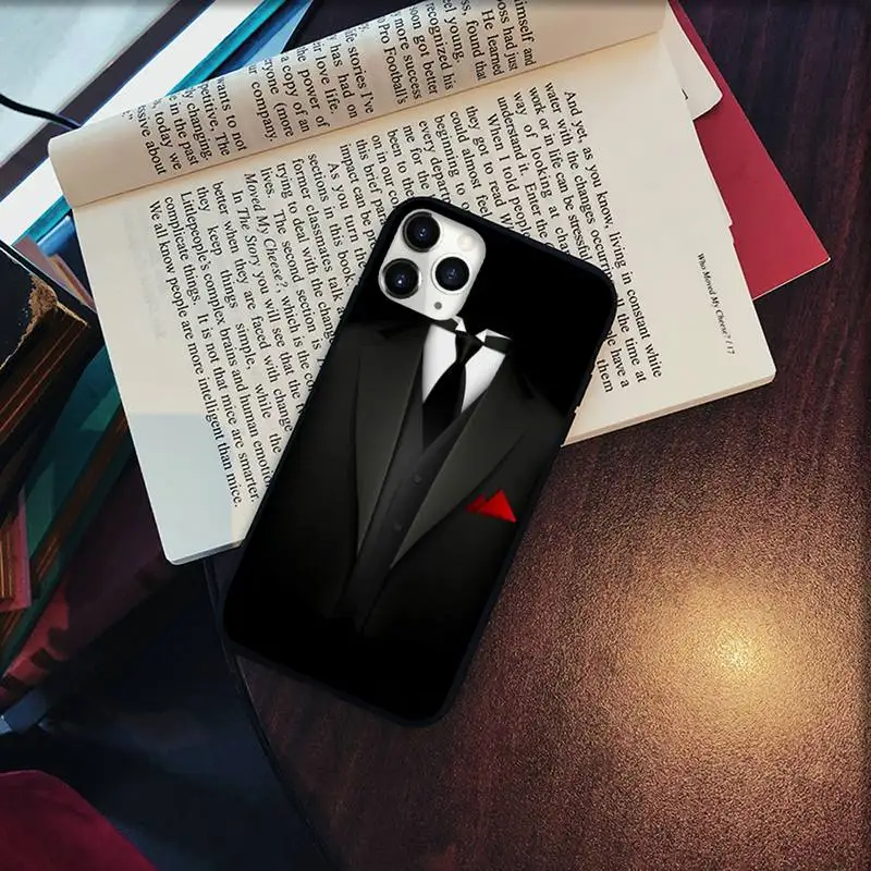 

man Suit shirt lion tie lion red Phone Case for iPhone 11 12 pro XS MAX 8 7 6 6S Plus X 5S SE 2020 XR Soft silicone