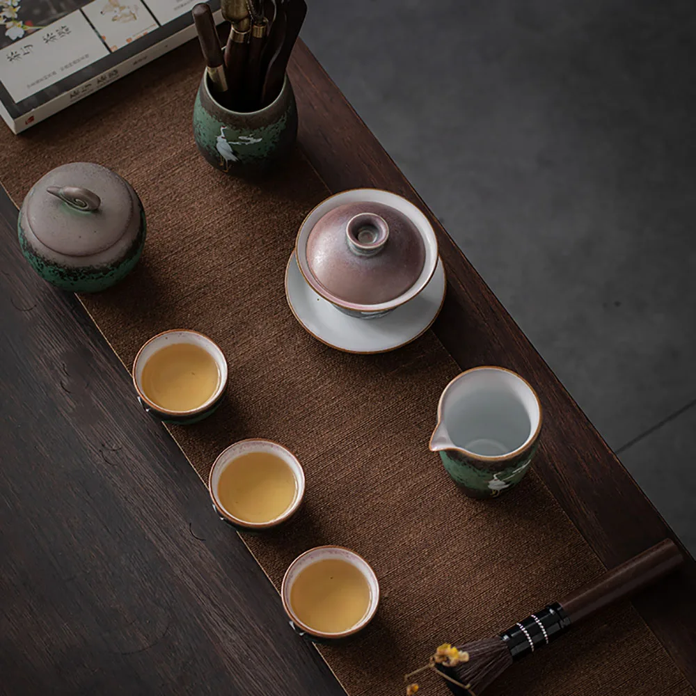 Ретро китайский чайный набор кунг фу ручная работа керамический гайвань чашки