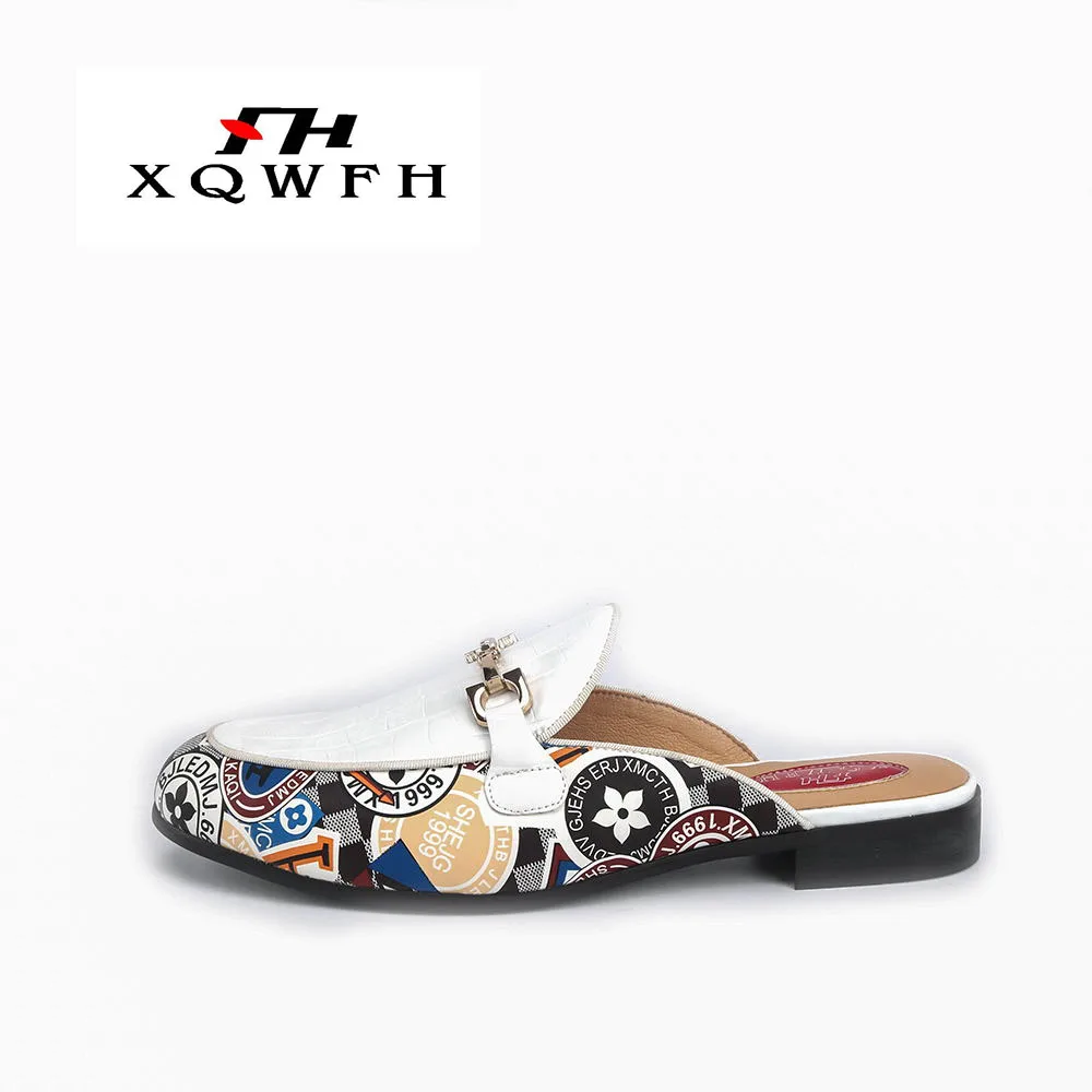 Брендовые летние мужские тапочки XQWFH модные шлепанцы кожаные повседневные