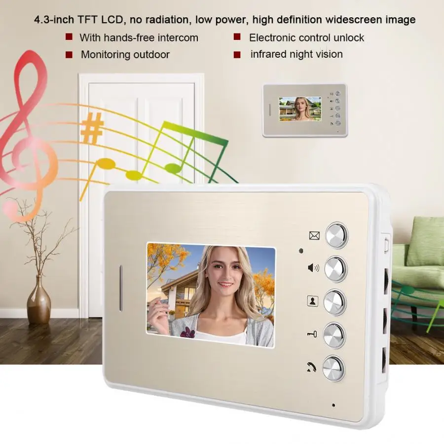 4.3in 3 монитора видео внутреннее ночное видение дверной звонок автоматизированный