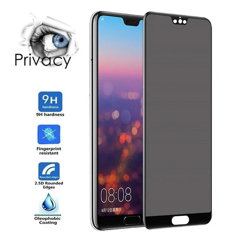 

9H Privacy Screen Protector For Huawei P20 Pro P30 P40 Lite P50 Nova 3e 4e Anti Spy Glare Peeping Tempered Glass High Definition
