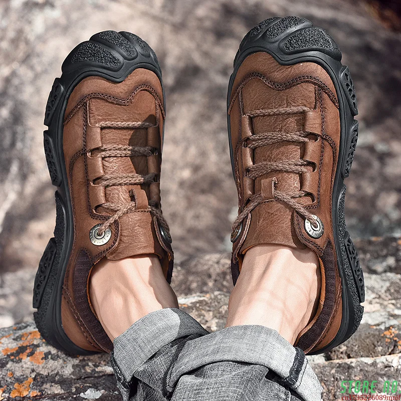 

Men Hiking Boots Leather Professional Tactical Boots For Male Outdoor Waterprooof Hunting Shoes Cushion Training Trekking Shoes