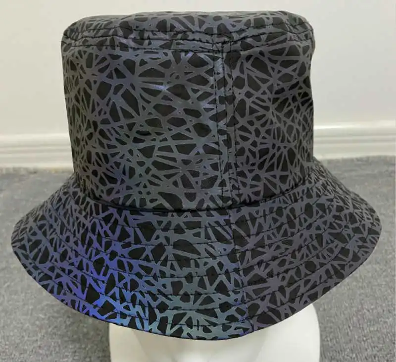 

NEW Colorful Reflective Fisherman's Hat Men Bucket Hats Night Reflect Light Women Punk Rock Hip Hop Caps Sun Fisherman Cap Gorro