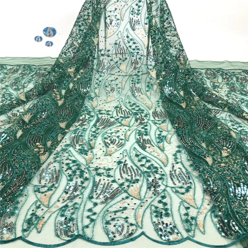 

NaXiu Hot Sale French Sequence Lace New Style Sequins Lace Fabric For Party Dress Tulle Net Lace Fabric For Dress