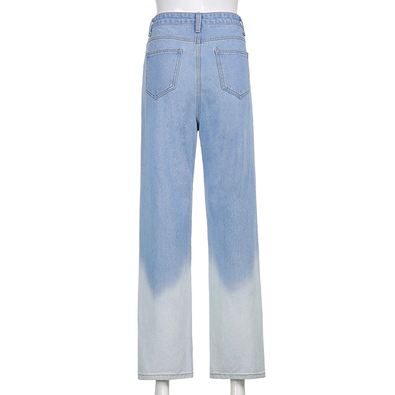 

Darlingaga Casual Gradient Straight High Waist Jeans Korean Fashion Long Trousers Denim Pants Contrast Color Baggy Jeans Female