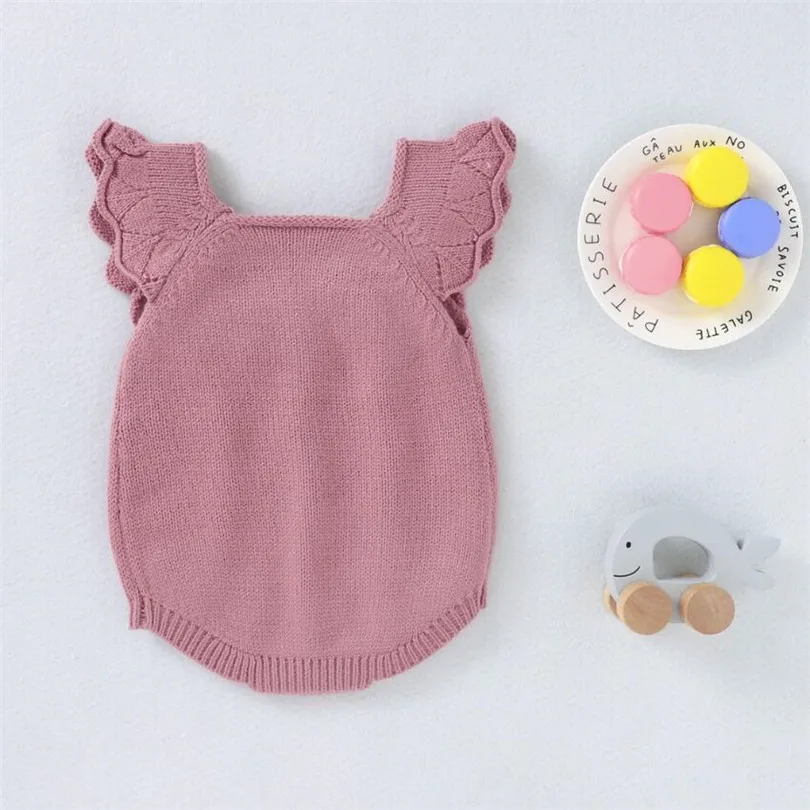 Вязаная одежда для малышей Осенний комбинезон новорожденных Комбинезон с