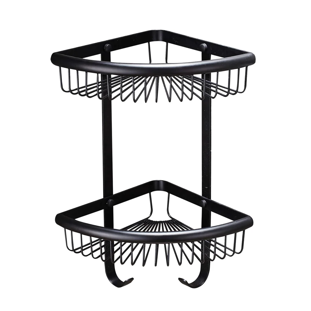 

2 Tiers Corner Shelf Storage Shower Bath Bathroom Caddy Organiser with Hook
