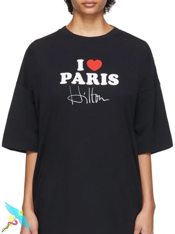 

VETEMENTS I Love Paris T-Shirt Men Women Tag Back Alphabet Embroidery VTM Top Tees Cotton Jersey VTM Tee Text Graphic Oversized