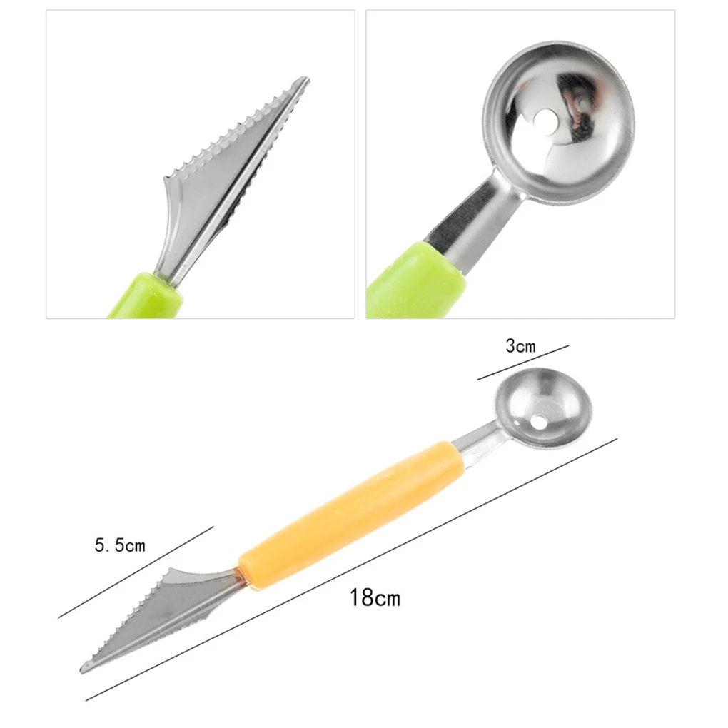 

Hot Sale 2 in1 Dual-head Stainless Steel Carving Knife Fruit Watermelon Ice Cream Baller Scoop Spoon Home Kitchen Gadget