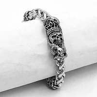 viking bracelet wrist chain silver color crown skull bracelet for men rock jewelry