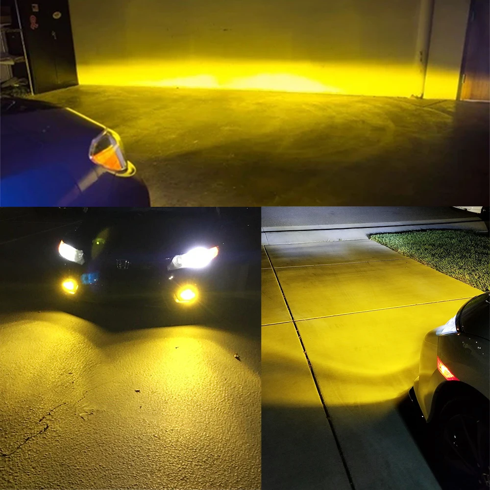 AUXITO 2pcs H8 H11 Led Canbus H10 H16 JP LED Fog lights Bulb CSP 2000LM 6500k White 3000k Golden Yellow Car Daytime Running Lamp images - 6